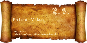 Malmer Vitus névjegykártya